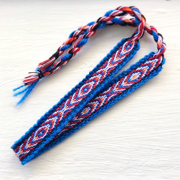 Cobalt Blue Sunset Hues Boho Woven Bracelet - Picture 3 of 3